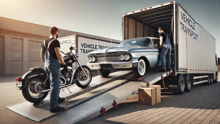 Motorcycle unloading from moving truck