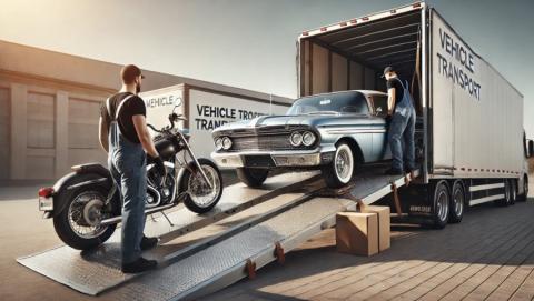 Motorcycle unloading from moving truck